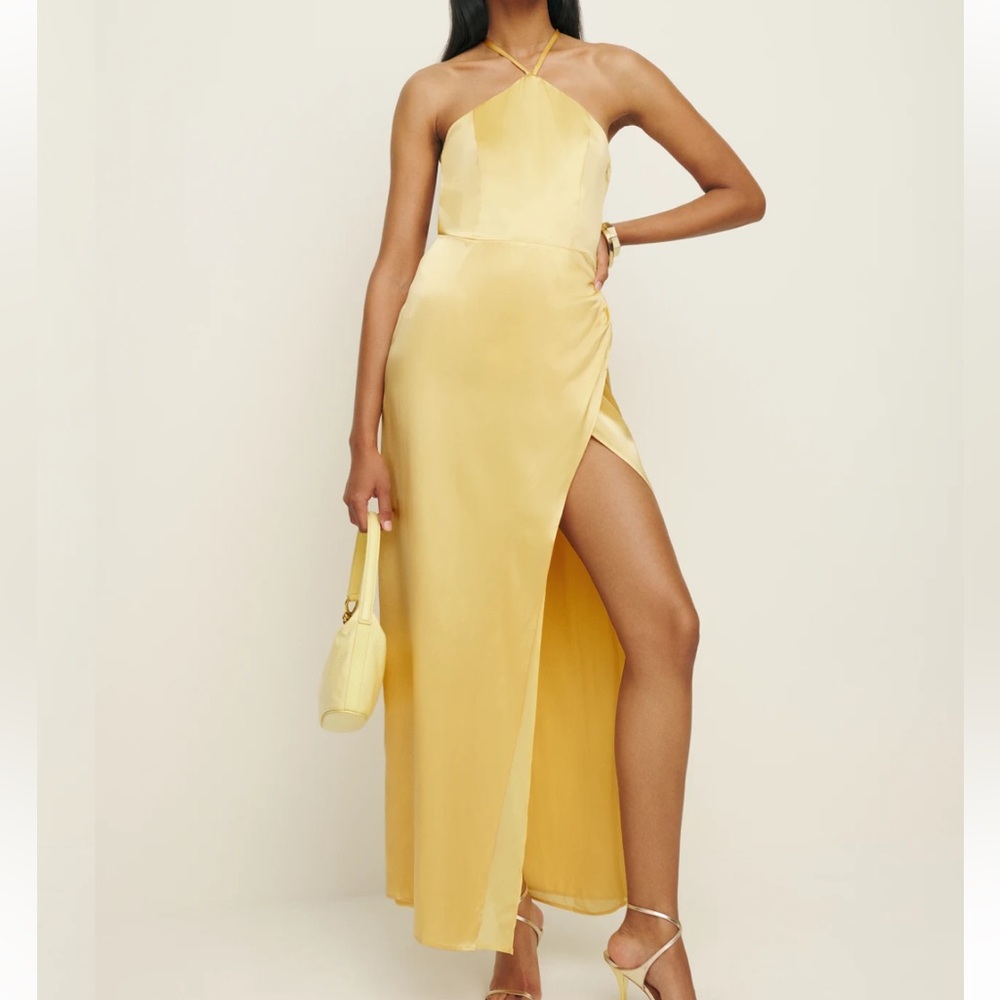 NEW NWT Reformation Natural Myla Silk Dress - Picture 3 of 6